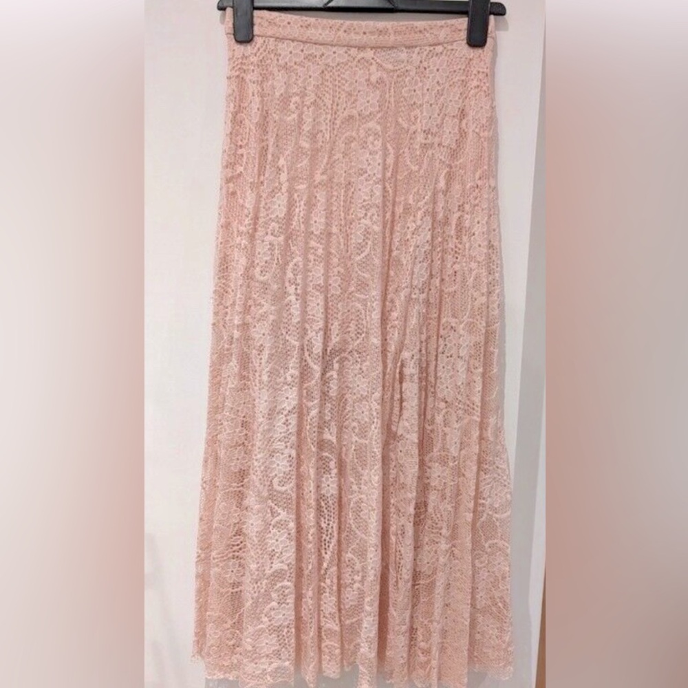 Topshop Light Pink Pleated Midi Skirt NWT Sz 10